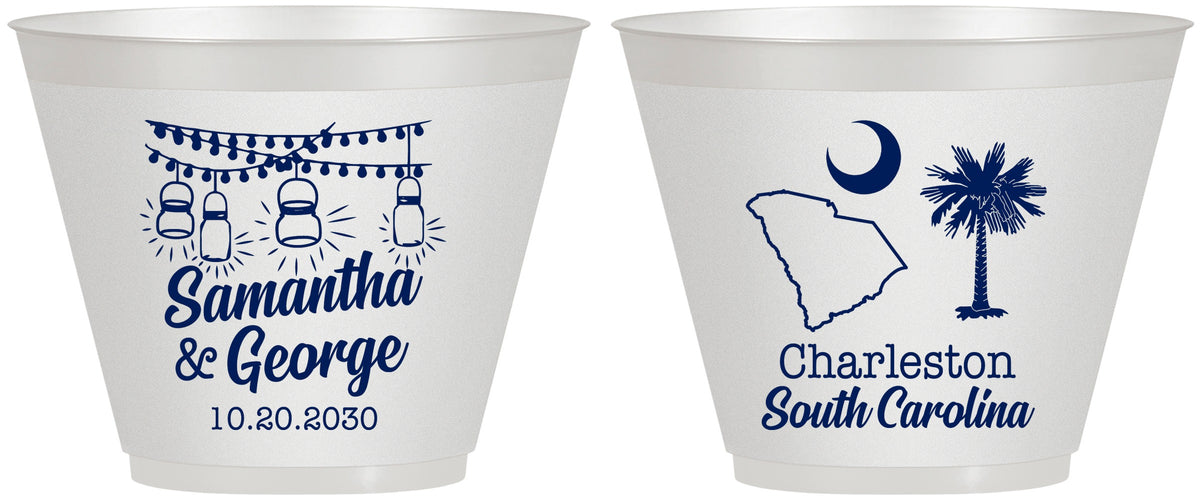 Custom Wedding 9 oz Wine Frosted Cups - South Carolina | 189