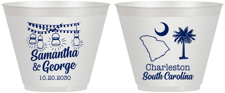 Custom Wedding 9 oz Wine Frosted Cups - South Carolina | 189