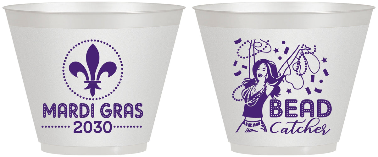 Custom Mardi Gras 9 oz Wine Frosted Cups - Bead Catcher Nola | 190000
