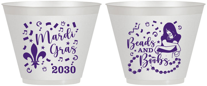 Custom Mardi Gras 9 oz Wine Frosted Cups - Beads And Boobs | 190005