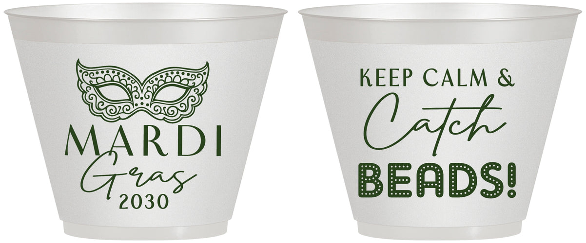 Custom Mardi Gras 9 oz Wine Frosted Cups - Beads Nola | 190007