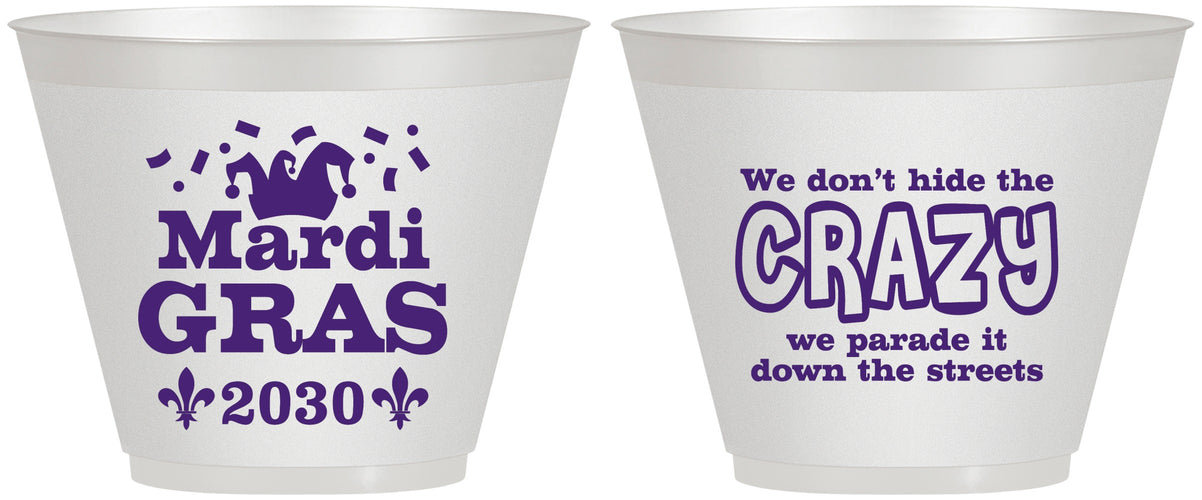 Custom Mardi Gras 9 oz Wine Frosted Cups - Fleur De Lis | 190009