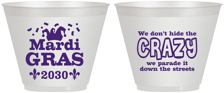Custom Mardi Gras 9 oz Wine Frosted Cups - Fleur De Lis | 190009