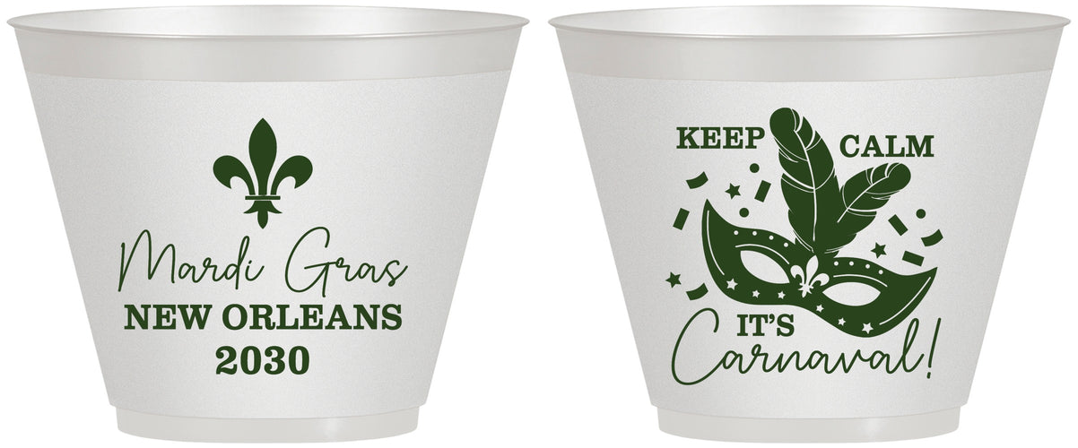 Custom Mardi Gras 9 oz Wine Frosted Cups - Fleur De Lis Carnaval | 190011