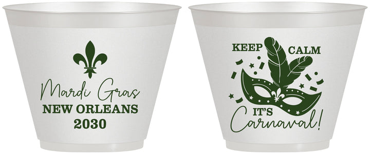 Custom Mardi Gras 9 oz Wine Frosted Cups - Fleur De Lis Carnaval | 190011