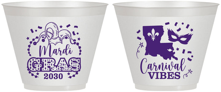 Custom Mardi Gras 9 oz Wine Frosted Cups - Fleur De Lis Carnaval | 190012