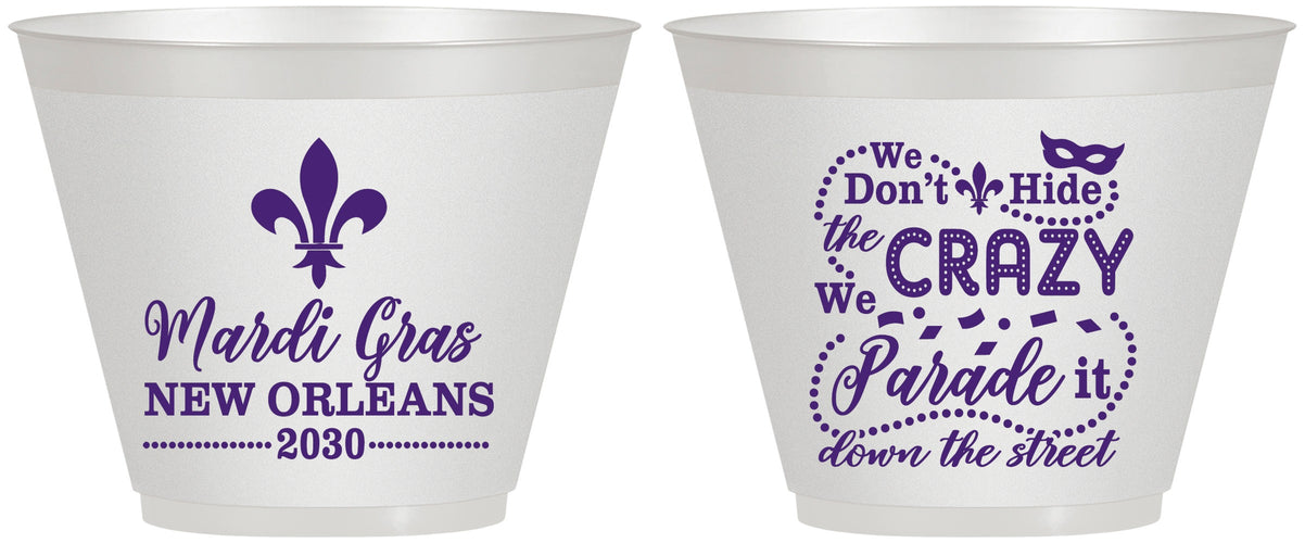 Custom Mardi Gras 9 oz Wine Frosted Cups - Fleur De Lis | 190013