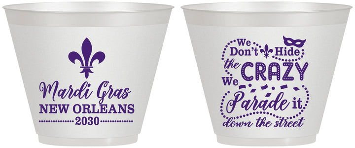 Custom Mardi Gras 9 oz Wine Frosted Cups - Fleur De Lis | 190013