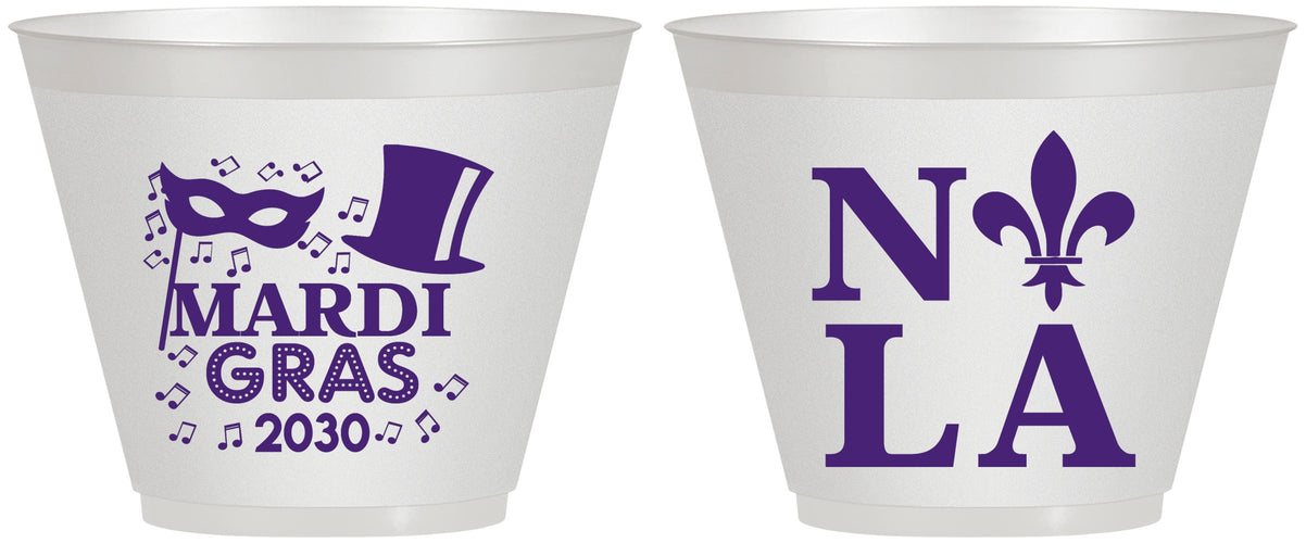 Custom Mardi Gras 9 oz Wine Frosted Cups - Nola Fleur De Lis | 190014