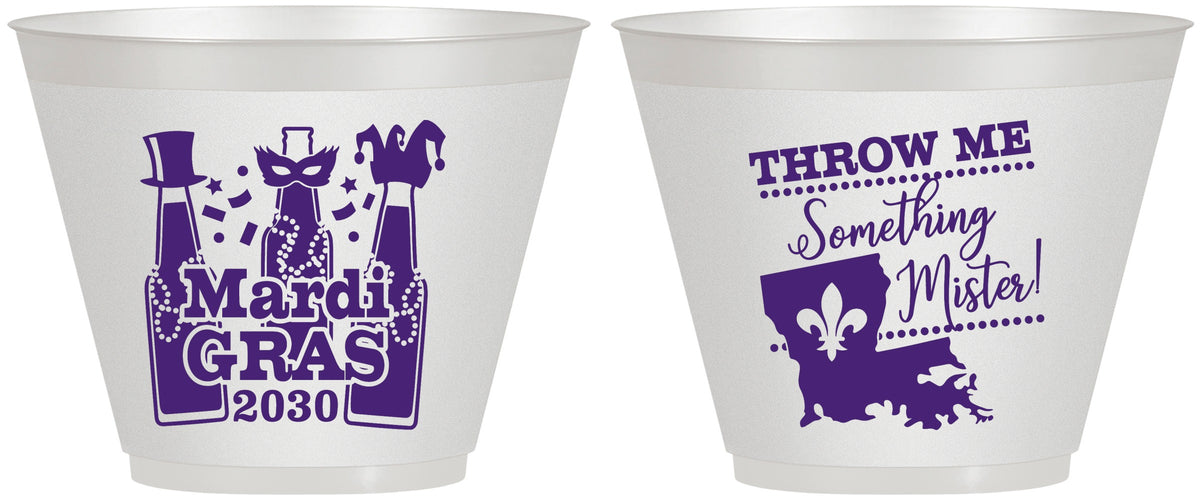Custom Mardi Gras 9 oz Wine Frosted Cups - Beads Nola | 190017