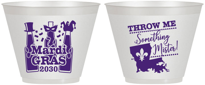 Custom Mardi Gras 9 oz Wine Frosted Cups - Beads Nola | 190017