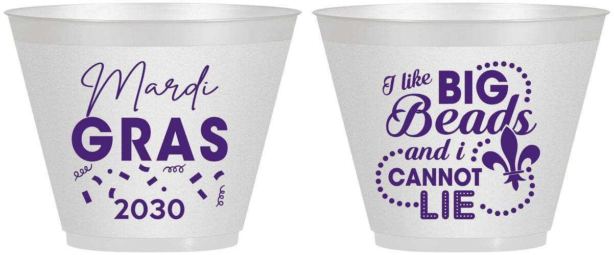 Custom Mardi Gras 9 oz Wine Frosted Cups - Big Bead Fleur De Lis | 190018