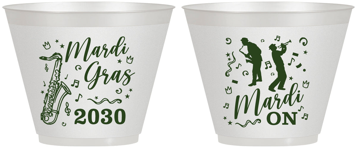 Custom Mardi Gras 9 oz Wine Frosted Cups - Mardi On Jazz | 190019