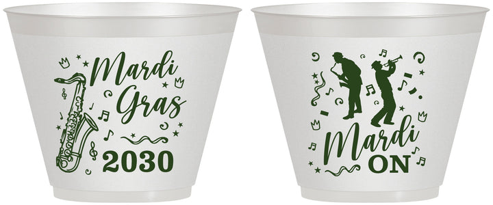 Custom Mardi Gras 9 oz Wine Frosted Cups - Mardi On Jazz | 190019