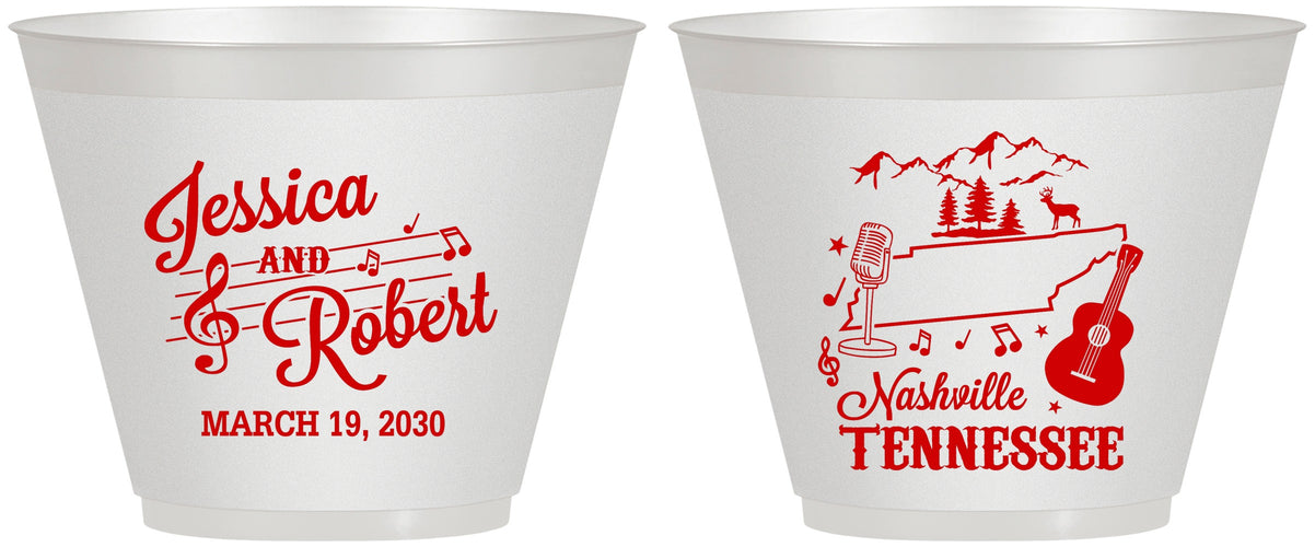 Custom Wedding 9 oz Wine Frosted Cups - Tennessee | 191