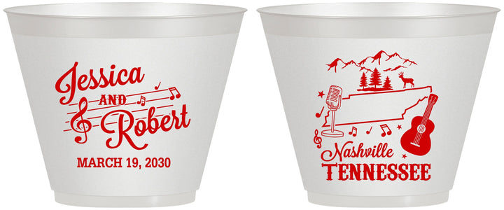 Custom Wedding 9 oz Wine Frosted Cups - Tennessee | 191