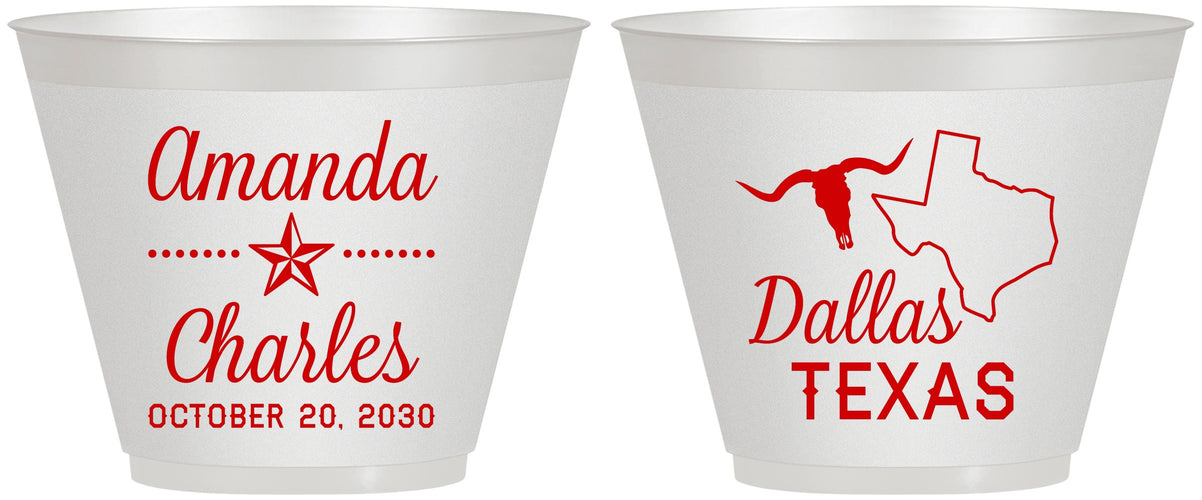 Custom Wedding 9 oz Wine Frosted Cups - Texas | 192