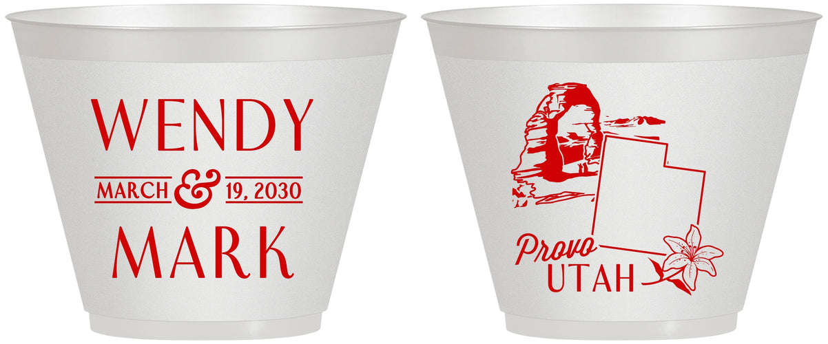 Custom Wedding 9 oz Wine Frosted Cups - Utah | 193
