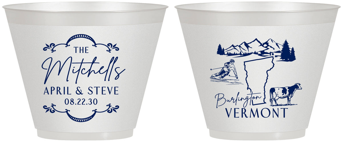 Custom Wedding 9 oz Wine Frosted Cups - Vermont | 194