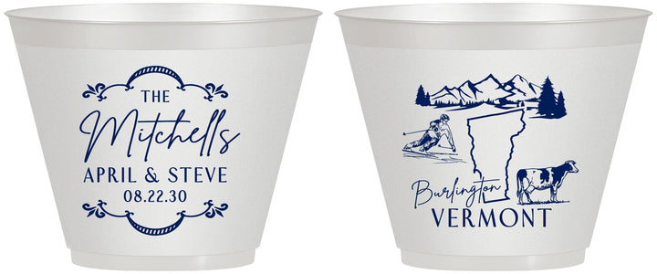 Custom Wedding 9 oz Wine Frosted Cups - Vermont | 194