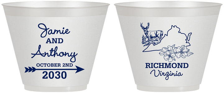 Custom Wedding 9 oz Wine Frosted Cups - Virginia | 195