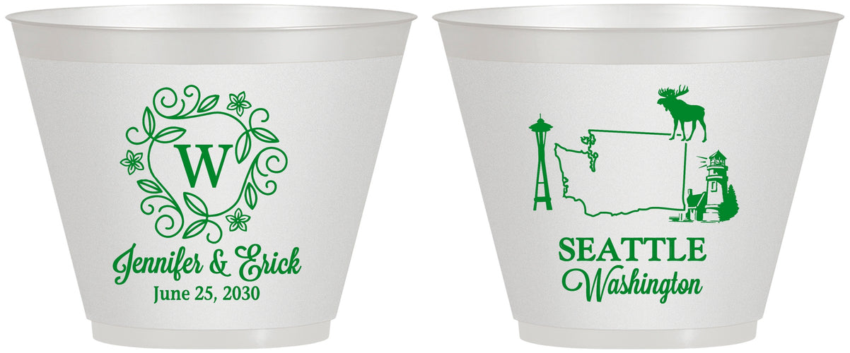 Custom Wedding 9 oz Wine Frosted Cups - Washington | 196