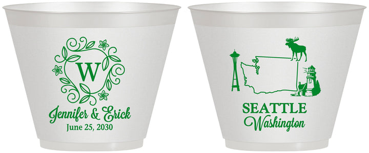 Custom Wedding 9 oz Wine Frosted Cups - Washington | 196