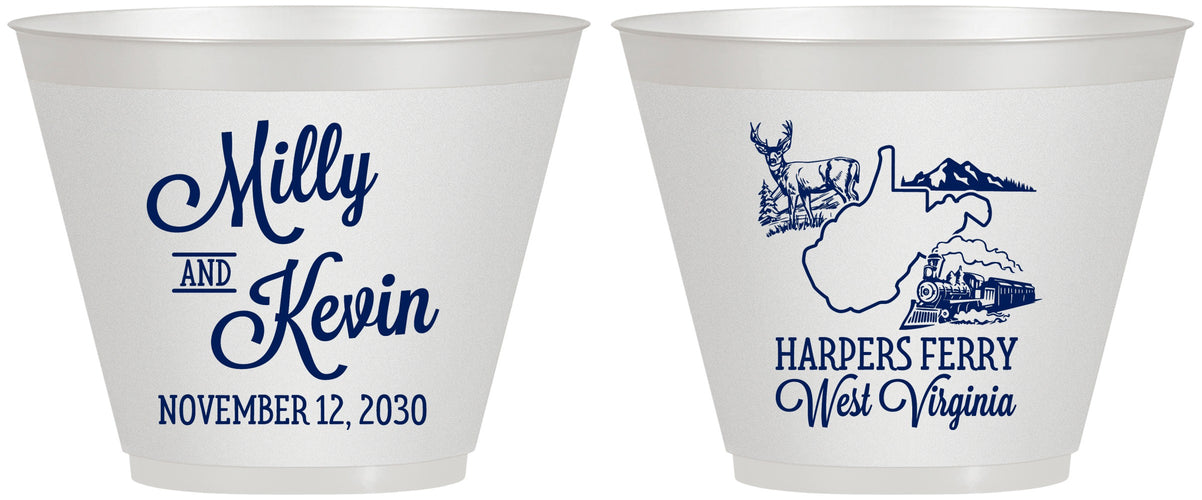 Custom Wedding 9 oz Wine Frosted Cups - West Virginia | 197
