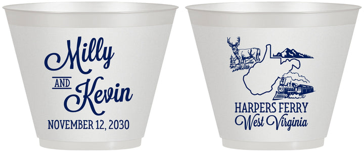 Custom Wedding 9 oz Wine Frosted Cups - West Virginia | 197