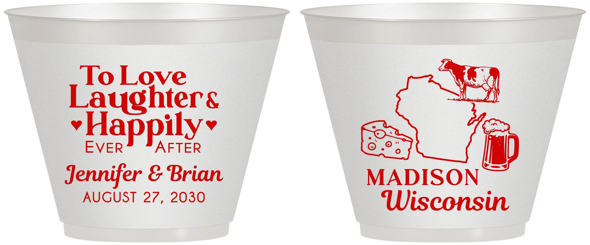 Custom Wedding 9 oz Wine Frosted Cups - Wisconsin | 198
