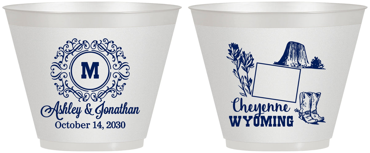 Custom Wedding 9 oz Wine Frosted Cups - Wyoming | 199