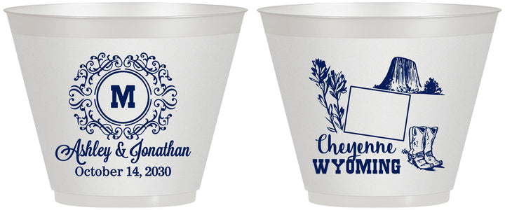 Custom Wedding 9 oz Wine Frosted Cups - Wyoming | 199