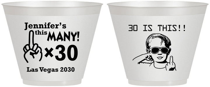 Custom Birthday 9 oz Wine Frosted Cups - 30th | 20000