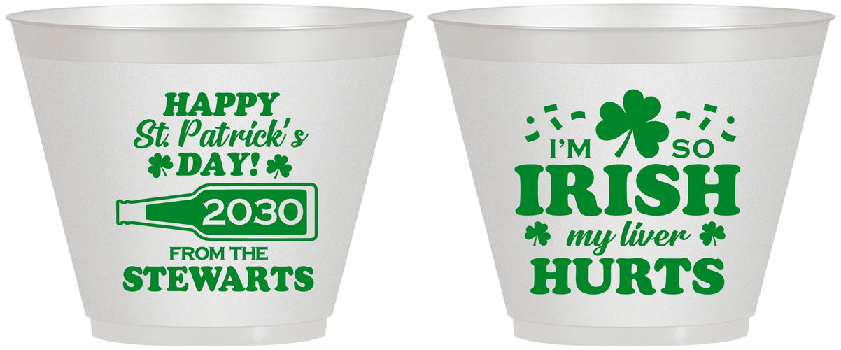 Custom St Patricks Day 9 oz Wine Frosted Cups - Irish My Liver Hurts | 200000