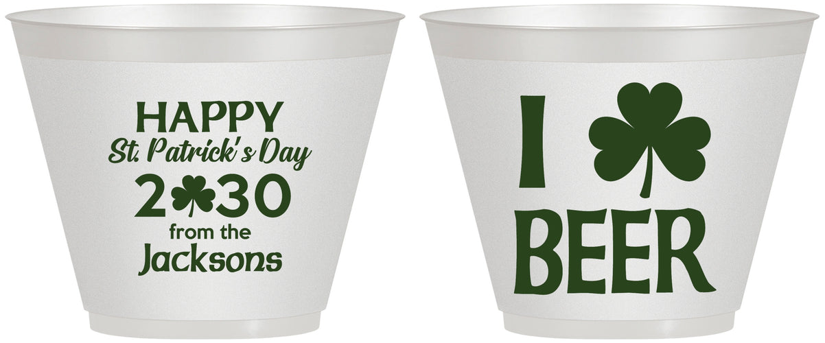 Custom St Patricks Day 9 oz Wine Frosted Cups - Clover Irish | 200003