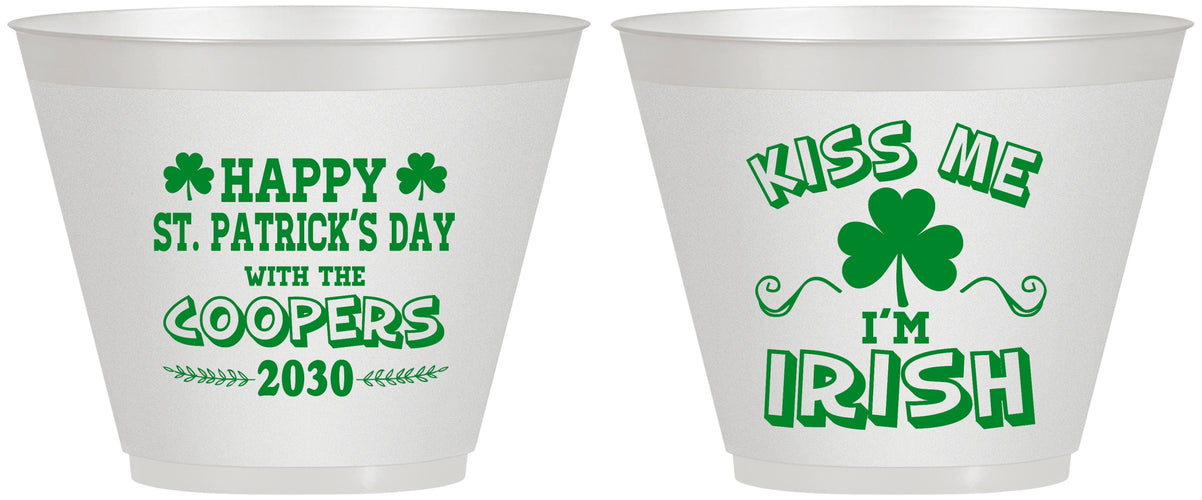 Custom St Patricks Day 9 oz Wine Frosted Cups - Kiss Me I Am Irish | 200004