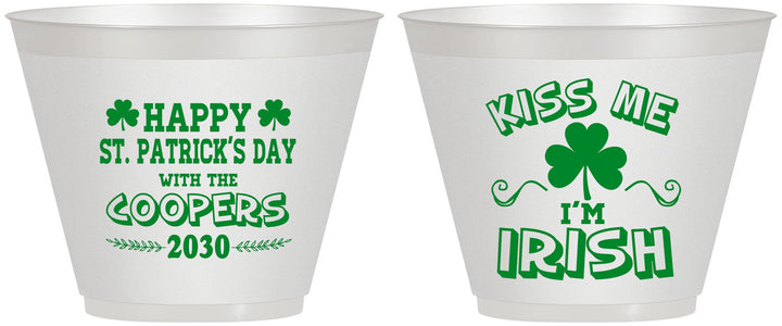 Custom St Patricks Day 9 oz Wine Frosted Cups - Kiss Me I Am Irish | 200004
