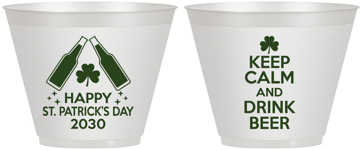 Custom St Patricks Day 9 oz Wine Frosted Cups - Clover Irish | 200005