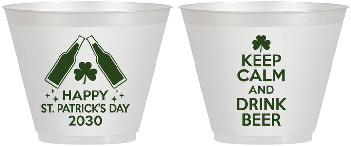 Custom St Patricks Day 9 oz Wine Frosted Cups - Clover Irish | 200005