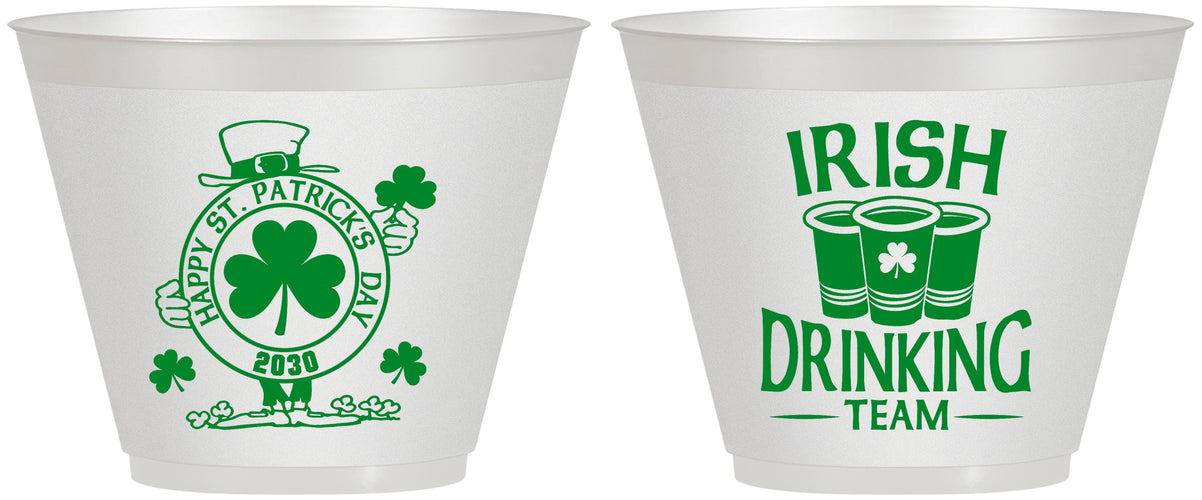 Custom St Patricks Day 9 oz Wine Frosted Cups - Irish Drinking Team | 200006