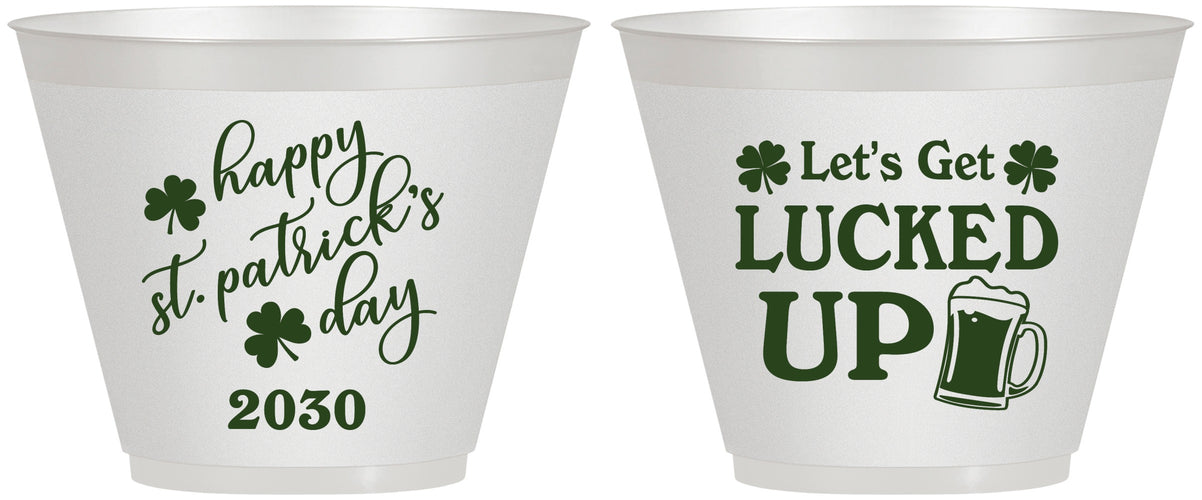 Custom St Patricks Day 9 oz Wine Frosted Cups - Lucked Up | 200007