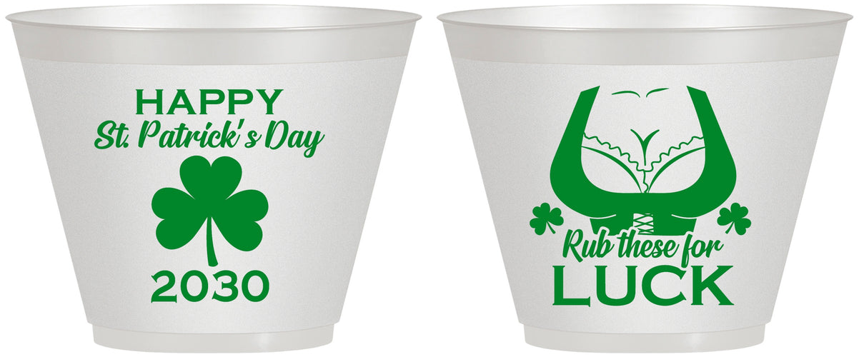 Custom St Patricks Day 9 oz Wine Frosted Cups - Clover Irish | 200008