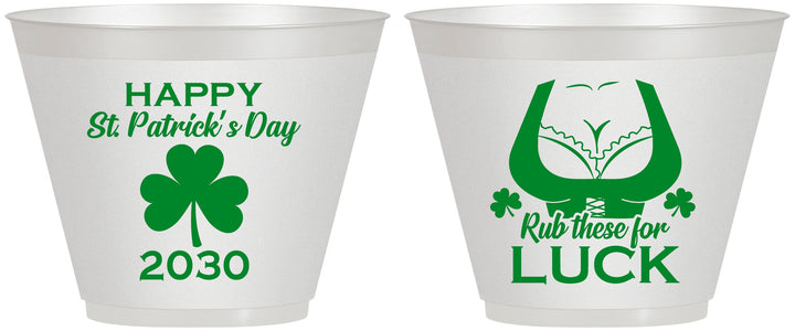 Custom St Patricks Day 9 oz Wine Frosted Cups - Clover Irish | 200008