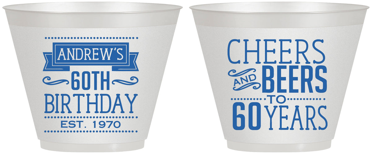 Custom Birthday 9 oz Wine Frosted Cups - Cheers Beers To 60 Years | 20001