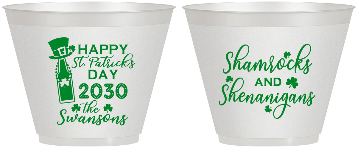 Custom St Patricks Day 9 oz Wine Frosted Cups - Shamrocks Shenanigans | 200010