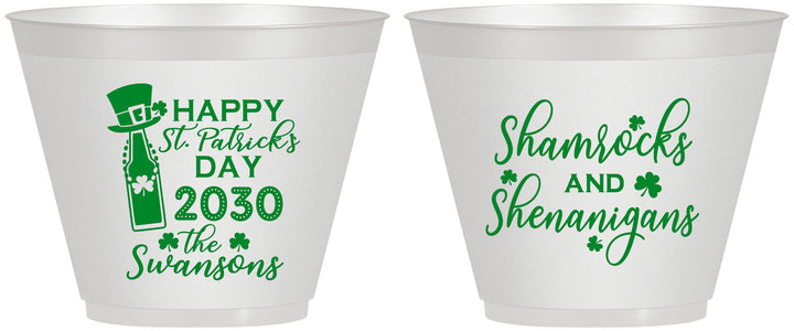 Custom St Patricks Day 9 oz Wine Frosted Cups - Shamrocks Shenanigans | 200010