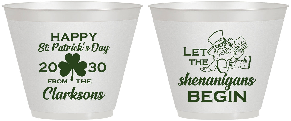 Custom St Patricks Day 9 oz Wine Frosted Cups - Shenanigans Leprechaun | 200011