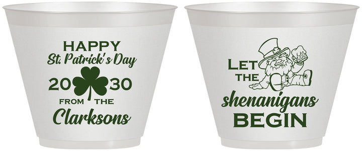 Custom St Patricks Day 9 oz Wine Frosted Cups - Shenanigans Leprechaun | 200011