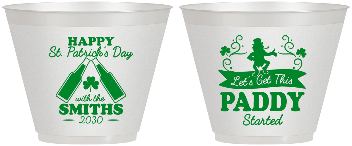 Custom St Patricks Day 9 oz Wine Frosted Cups - Lets Get The Paddy Started | 200014