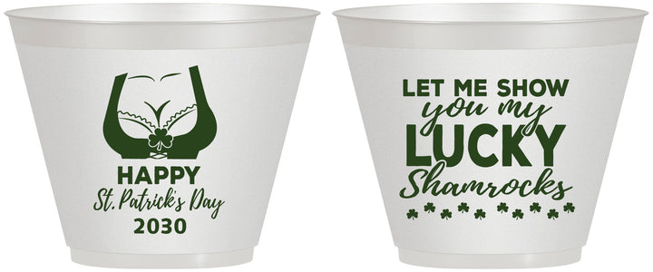 Custom St Patricks Day 9 oz Wine Frosted Cups - Shamrocks | 200015